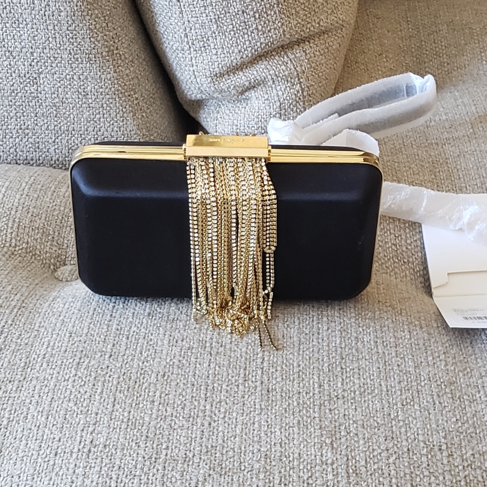 Givenchy Black Metal Fringe Satin Clutch Bag $3999 - Picture 6 of 16